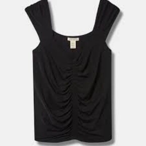 NWT TORRID FESTI 1x MESH RUCHED FRONT TANK: BLACK - Picture 1 of 9